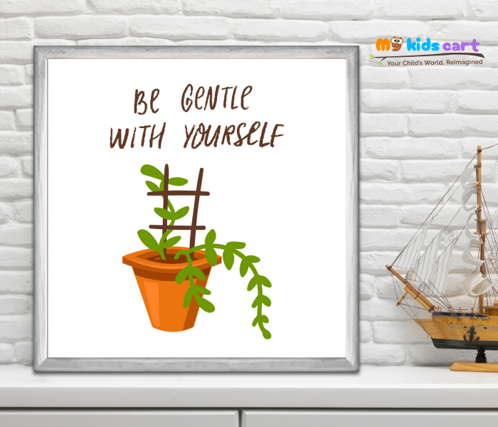 Be Gentle Motivational Quote Wall Art for Calm and Compassion White (Framed)