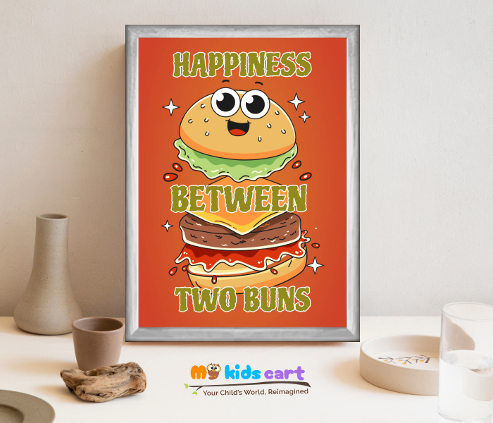 Burger Bliss Wall Art for the Ultimate Happiness White (Framed)