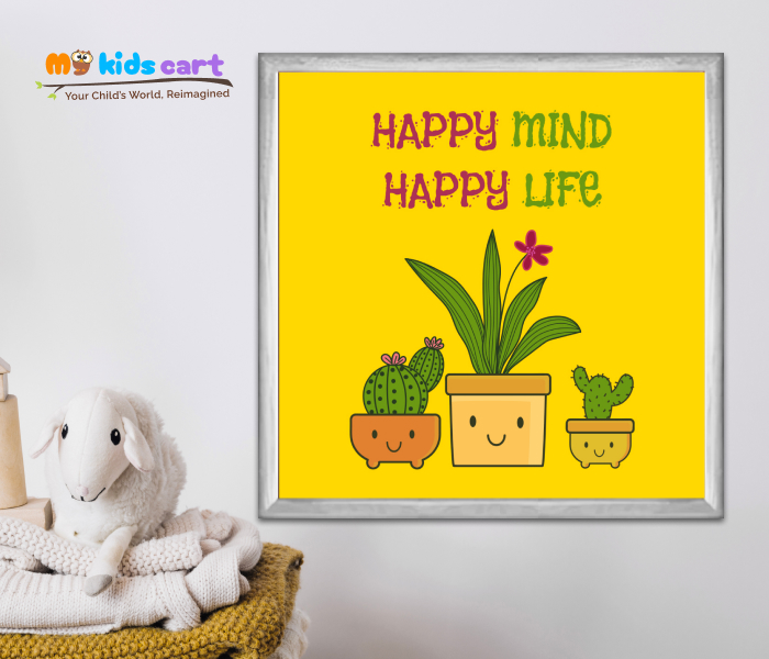 Go Green, Stay Happy Positive Mindset Motivational Quote Wall Art White (Framed)