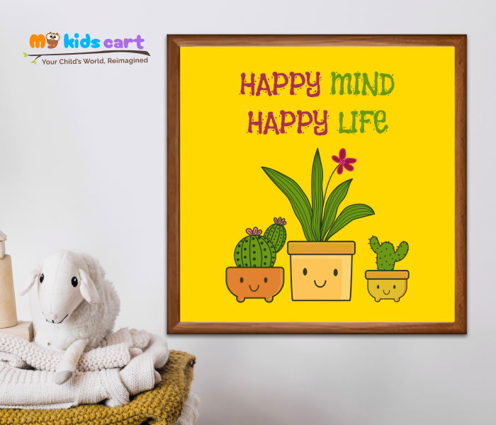 Go Green, Stay Happy Positive Mindset Motivational Quote Wall Art Wooden (Framed)