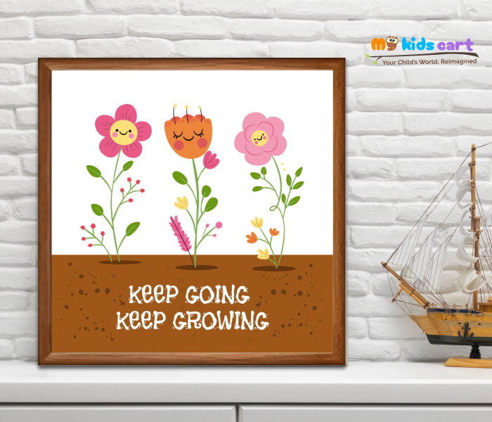 Keep Going Motivational Quote for Perseverance Wall Art Wooden (Framed)