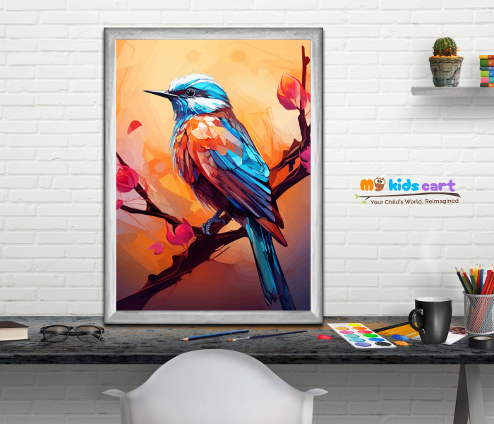 Save the Birds Colorful Sparrow Wall Art for Awareness White (Framed)
