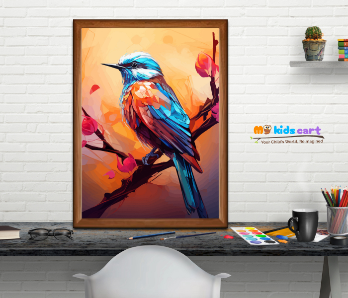 Save the Birds Colorful Sparrow Wall Art for Awareness Wooden (Framed)
