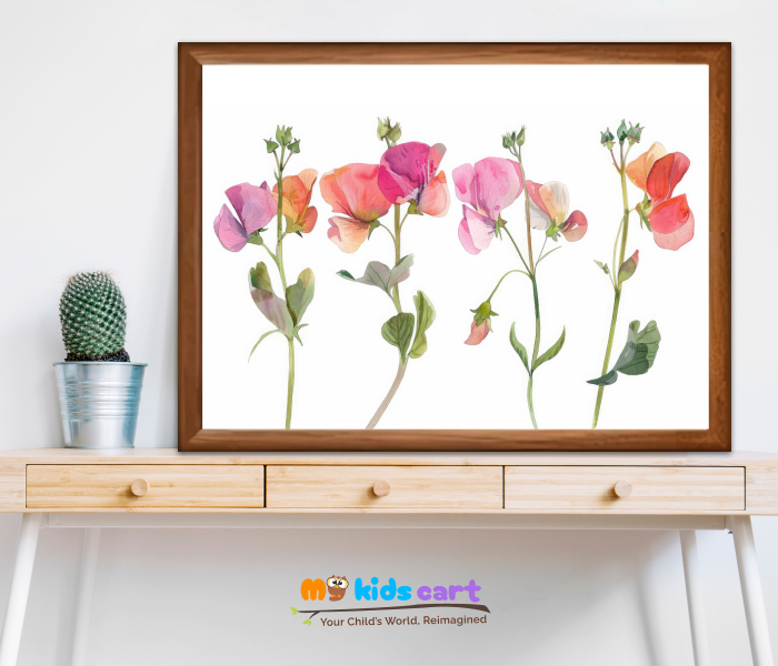 Vibrant Blooms Abstract Colorful Tulip Flowers Wall Art Wooden (Framed)