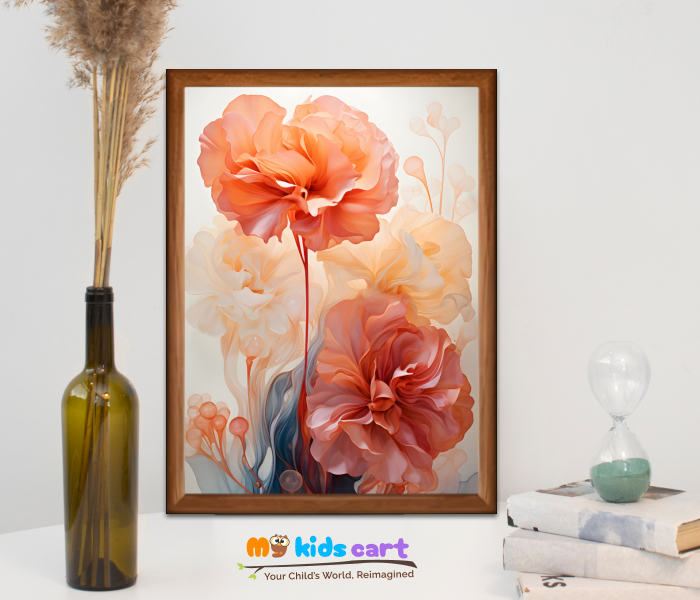 Vibrant Blooms Colorful Abstract Flowers Wall Art Wooden (Framed)