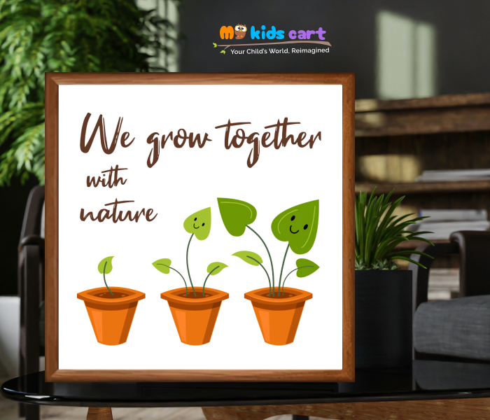 We Grow with Nature Inspirational for Growth and Harmony Motivational Quote Wall Art Wooden (Framed)