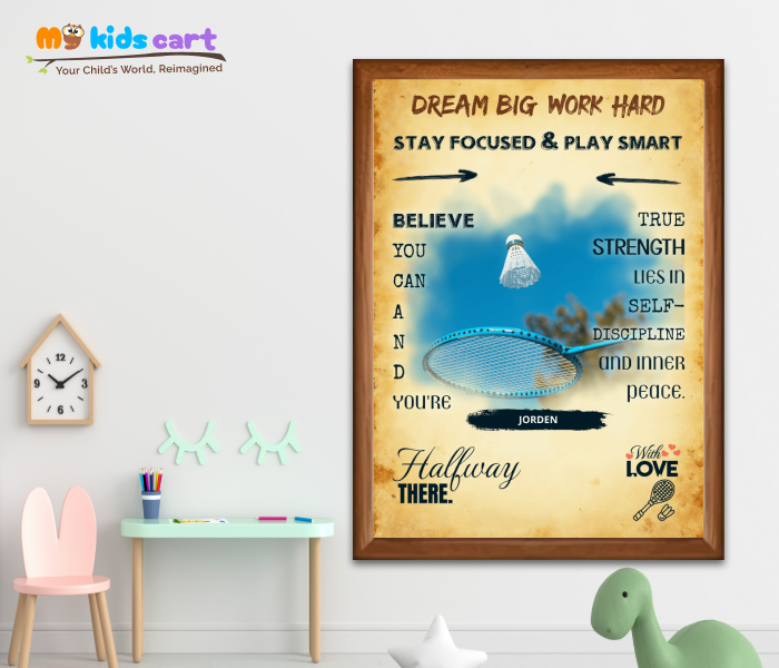 Badminton Lagend Poster Personalized Motivational Wall Art Wooden (Framed)