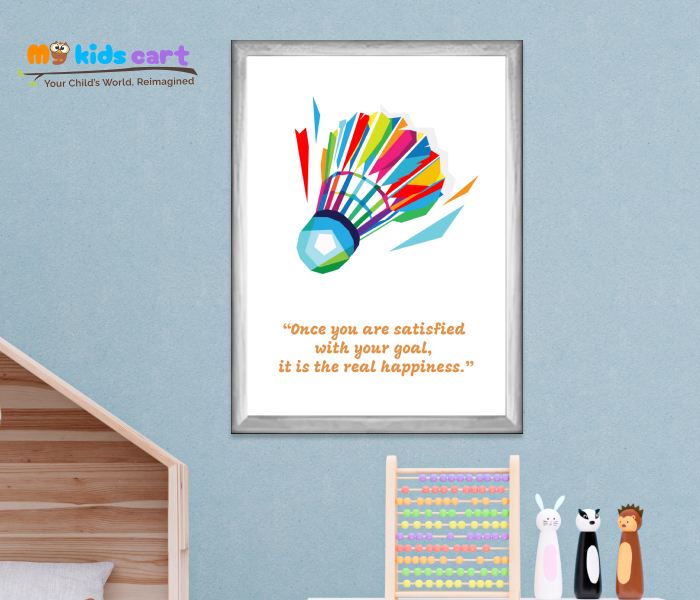 Badminton Player Quote Poster Personalized Motivational Wall Art White (Framed)