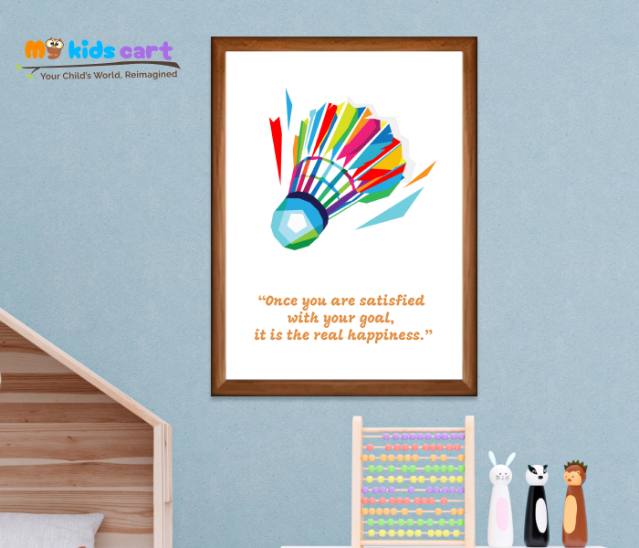 Badminton Player Quote Poster Personalized Motivational Wall Art Wooden (Framed)