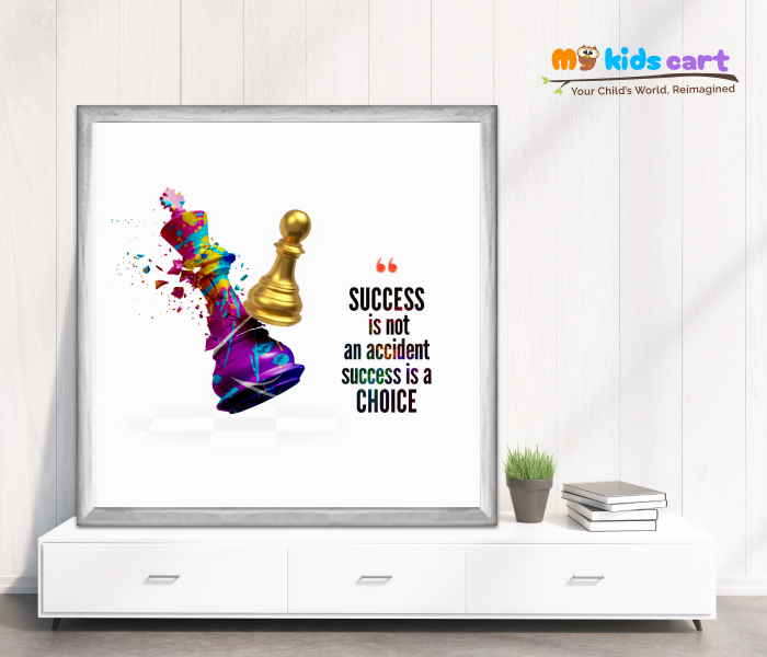 Chess Motivational White Background Quotes Wall Art White (Framed)