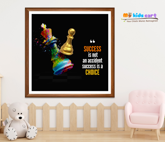 Chess Player Motivational Black Background Quotes Wall Art Wooden (Framed)