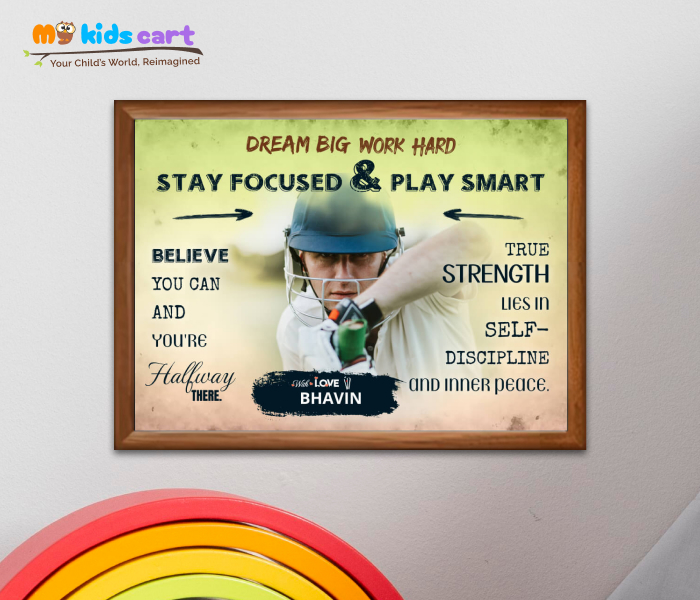 Cricket Training Quote Personalized Motivational Wall Art Wooden (Framed)