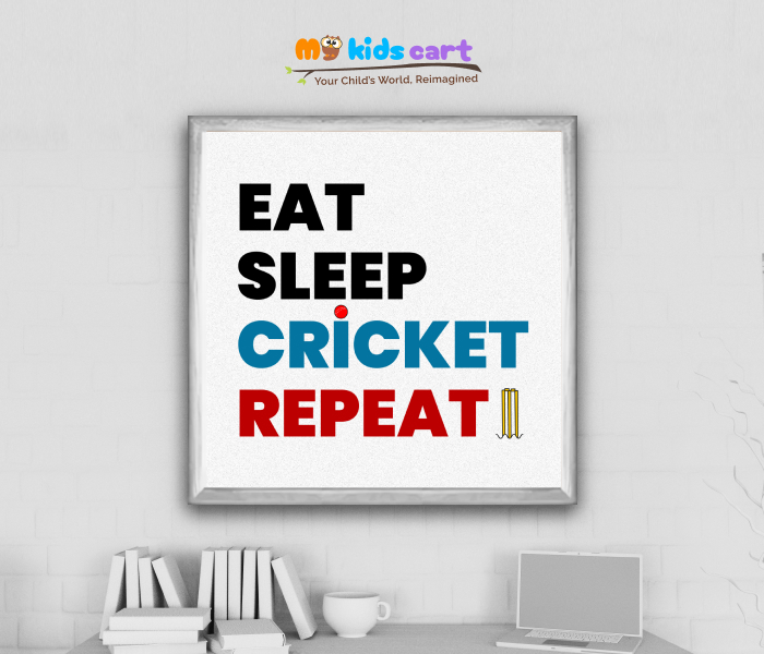 Cricket is Life Personalized Motivational Wall Art White (Framed)