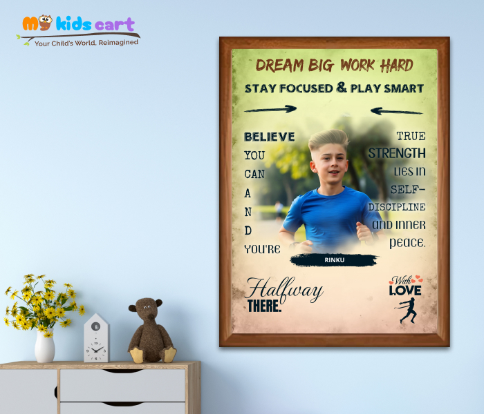 Customized Athletics Boy Colourful Background Motivational Quotes Wall Art Wooden (Framed)