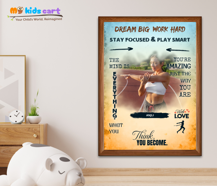 Customized Athletics Girl Colourful Background Motivational Quotes Wall Art Wooden (Framed)