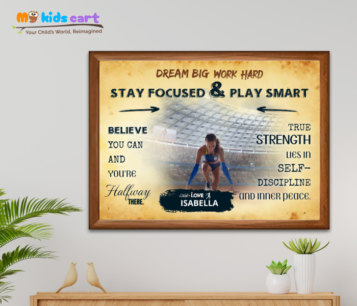 Customized Athletics Player Cream Background Personalized Motivational Quotes Wall Art Wooden (Framed)