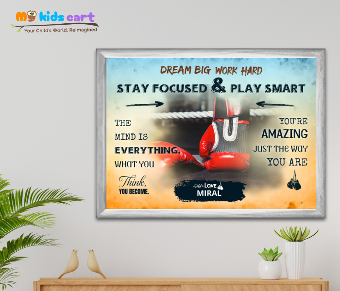 Customized Boxing Colorful Background Poster Personalized Motivational Wall Art White (Framed)