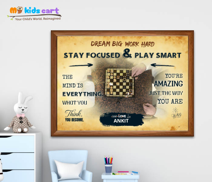 Customized Chess Cream Background Personalized Motivational Wall Art Wooden (Framed)