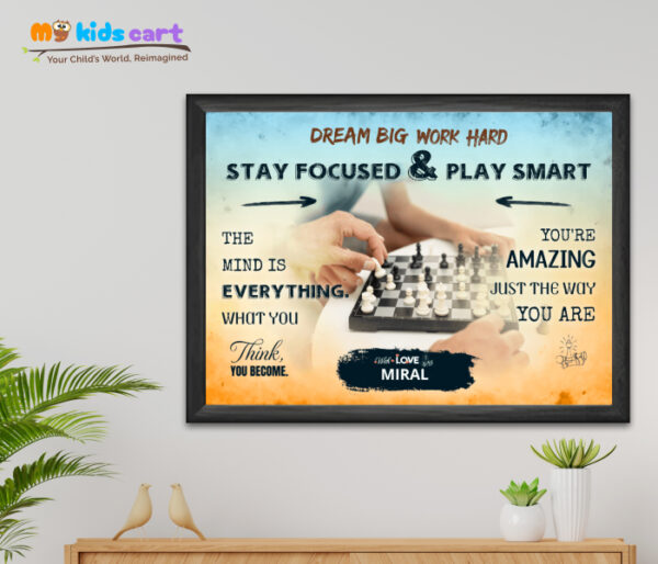 Customized Chess Portrait Personalized Motivational Wall Art Black (Framed)