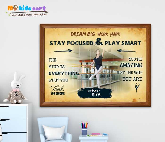 Customized Gymnastics Player Girl Poster Personalized Motivational Wall Art Wooden (Framed)