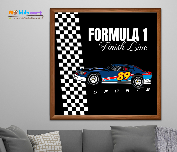 F1 Formula Finish Line Black Personalized Motivational Wall Art Wooden (Framed)