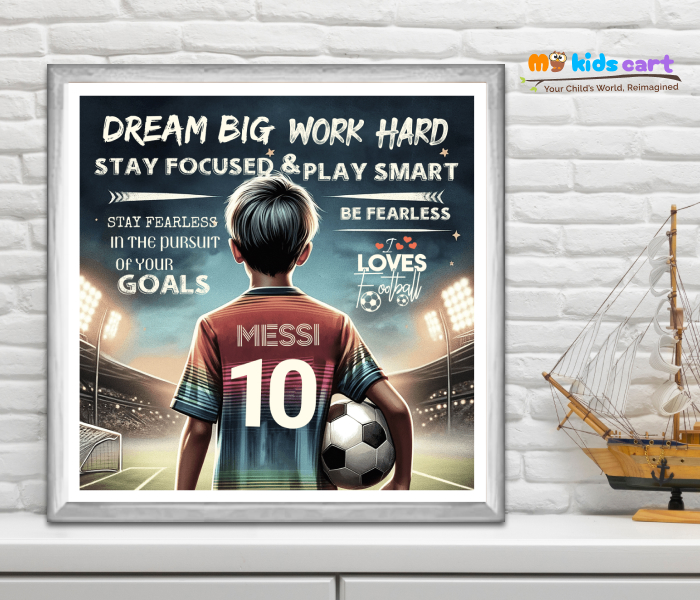 Football Poster Boy Personalized Motivational Wall Art White (Framed)