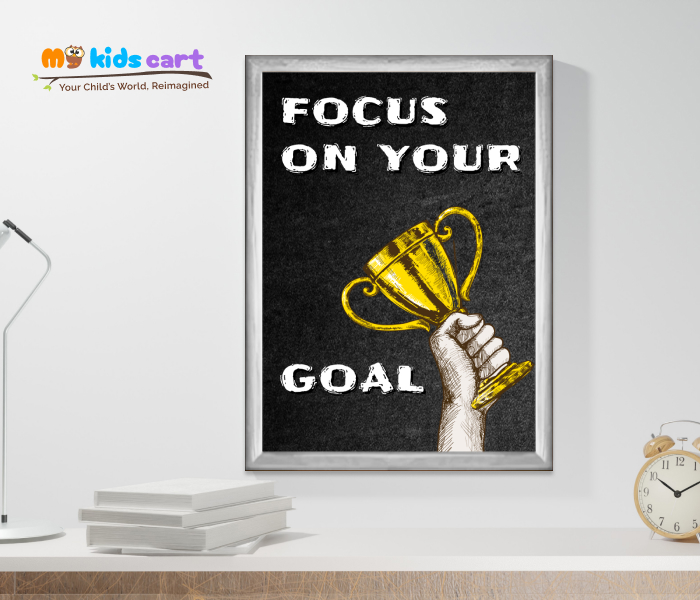 Goal Inspirational Quote Personalized Motivational Wall Art White (Framed)