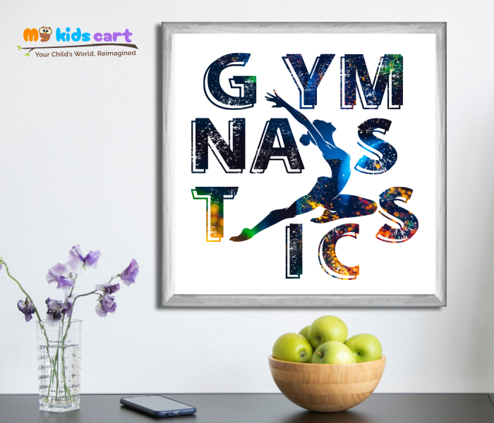 Gymnastics Colorful Text Poster Personalized Motivational Wall Art White (Framed)