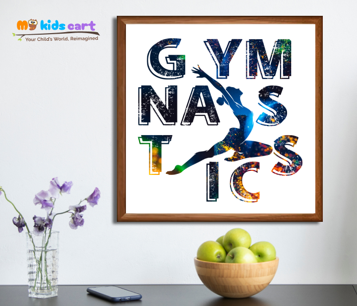Gymnastics Colorful Text Poster Personalized Motivational Wall Art Wooden (Framed)