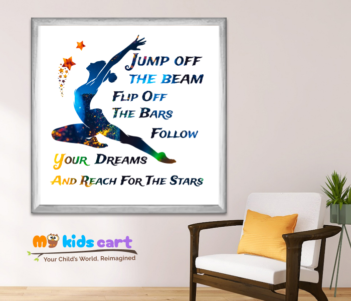 Gymnastics Girl Poster Personalized Motivational Quote Wall Art White (Framed)