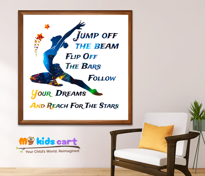 Gymnastics Girl Poster Personalized Motivational Quote Wall Art Wooden (Framed)