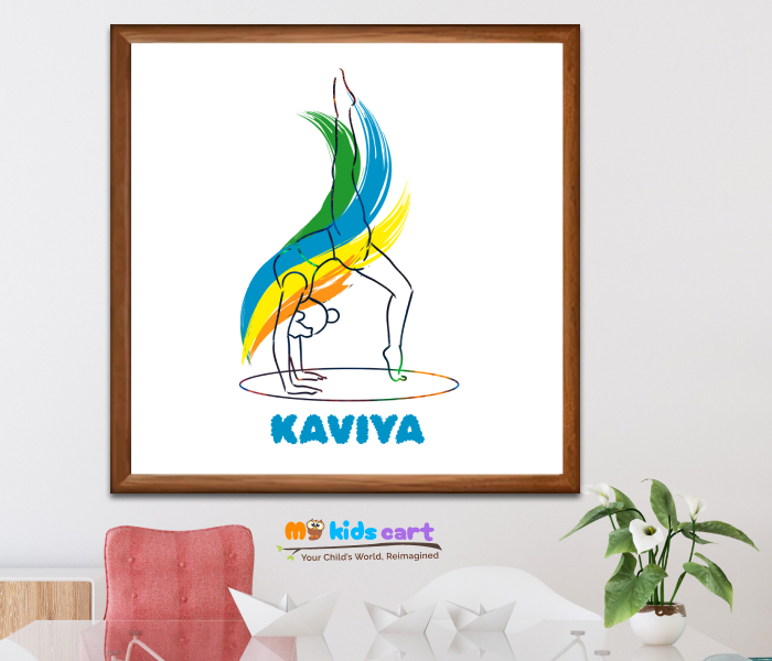 Gymnastics Outline Poster Personalized Motivational Wall Art Wooden (Framed)