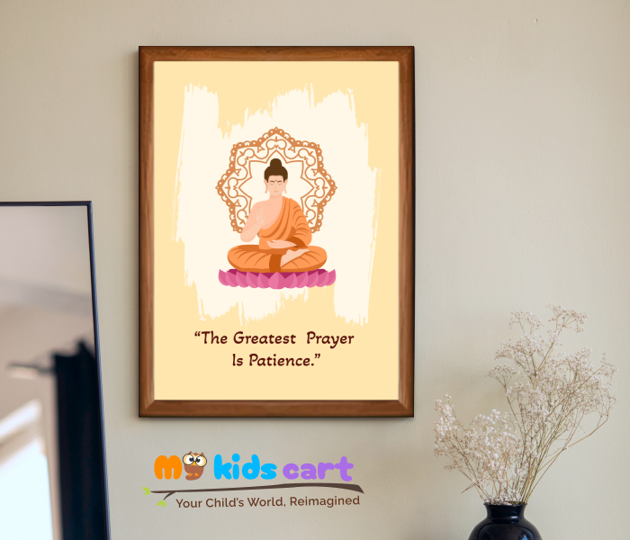 Lord Buddha Patience Personalized Motivational Wall Art Wooden (Framed)