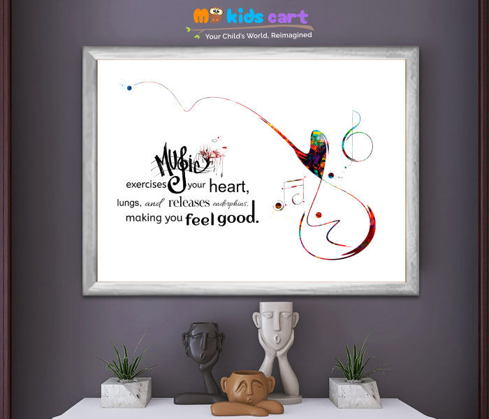 Music in the soul can be heard by the universe White Background Wall Art White (Framed)