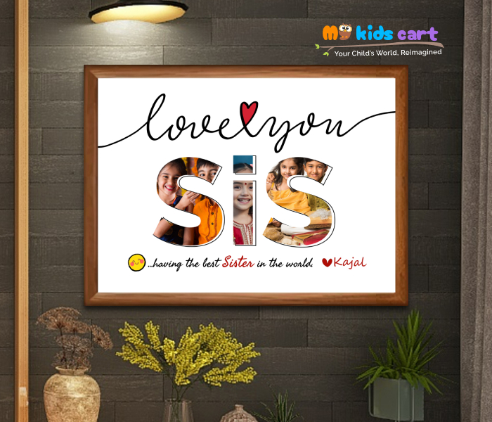 Raksha Bandhan White Background Sister Personalised Quotes Wall Art Wooden (Framed)