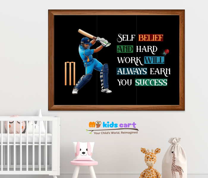 Self Belief and Hard Work Personalized Motivational Wall Art Wooden (Framed)