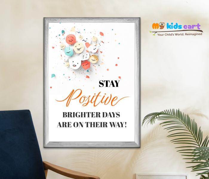 Stay Positive, The Light is on the Horizon Motivational Wall Art White (Framed)