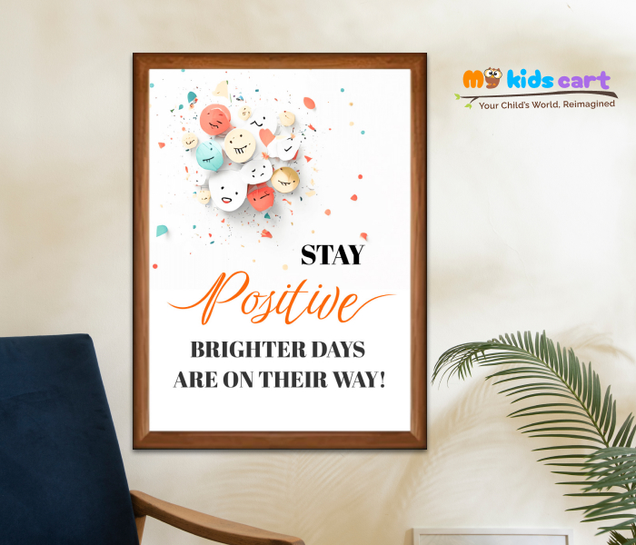 Stay Positive, The Light is on the Horizon Motivational Wall Art Wooden (Framed)