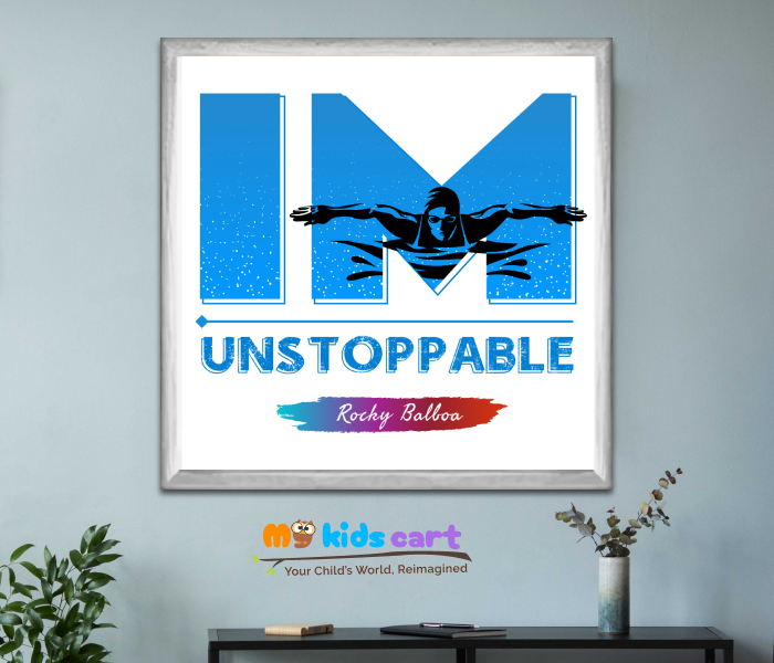 Swimming Poster Personalized Motivational Wall Art White (Framed)