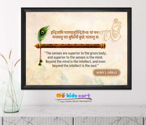 The Bhagavad Gita Shlok Personalized Motivational Wall Art Black (Framed)