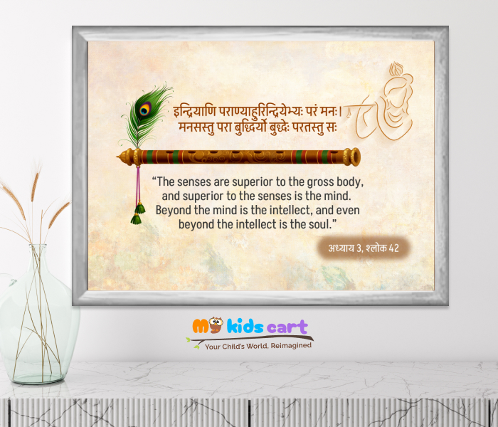 The Bhagavad Gita Shlok Personalized Motivational Wall Art White (Framed)