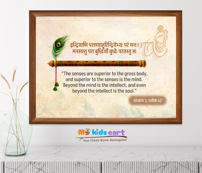 The Bhagavad Gita Shlok Personalized Motivational Wall Art Wooden (Framed)