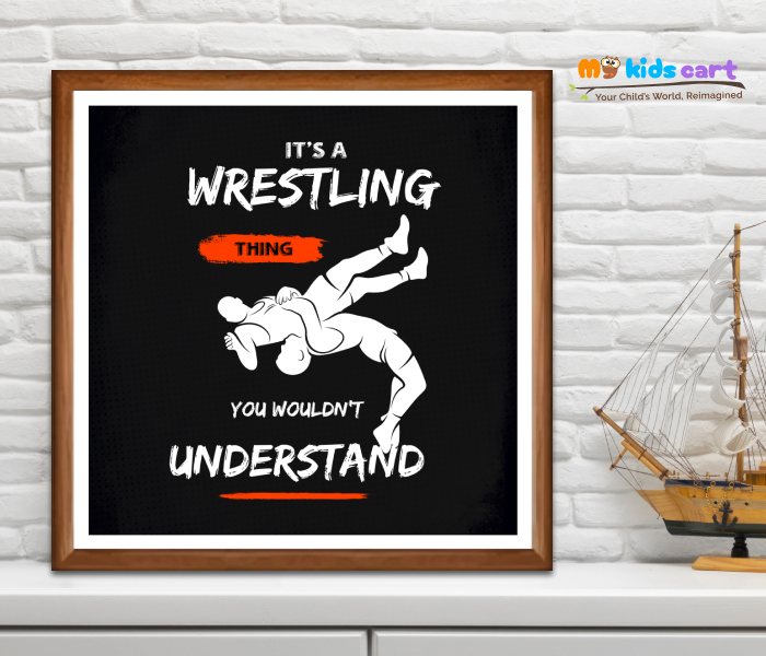 Wrestling Best Action Black Background Poster Personalized Motivational Wall Art Wooden (Framed)