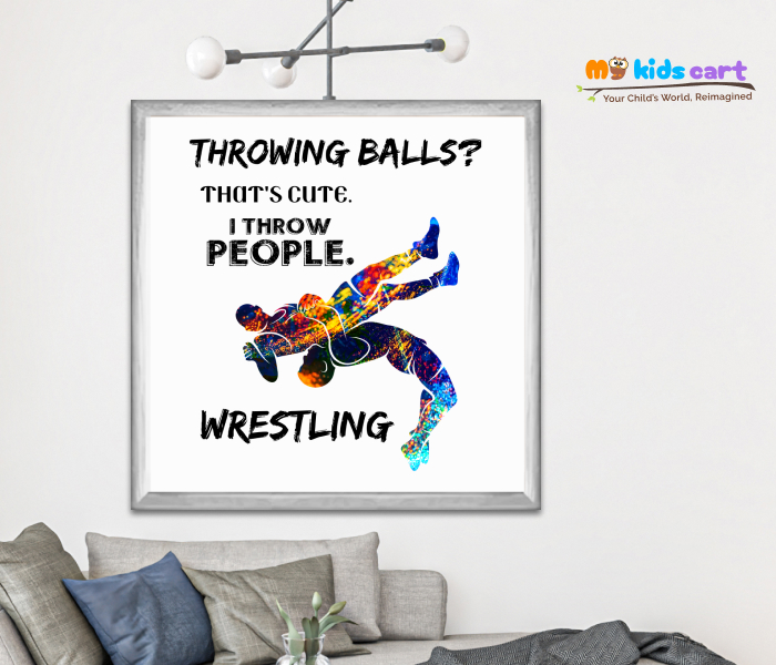 Wrestling Best Action White Background Personalized Motivational Wall Art White (Framed)