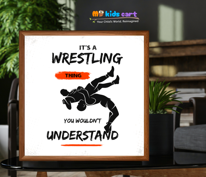 Wrestling Best Action White Background Poster Personalized Motivational Wall Art Wooden (Framed)