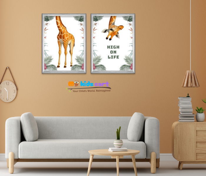 Animals Poster Personalized Motivational Quote Wall Art (Framed Set of 2) White (Framed)