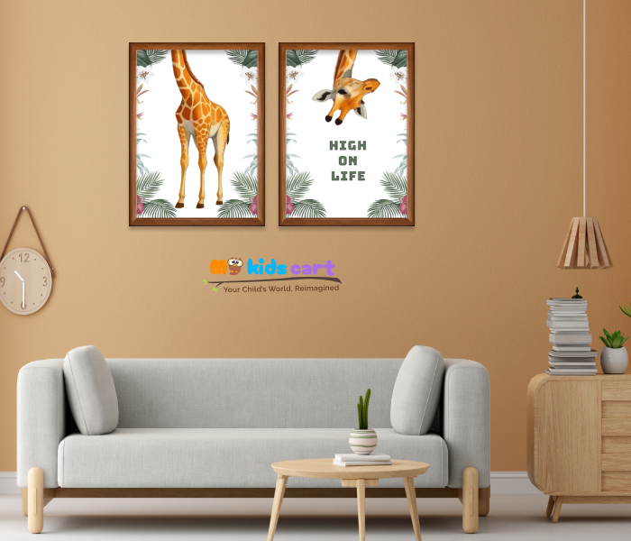Animals Poster Personalized Motivational Quote Wall Art (Framed Set of 2) Wooden (Framed)
