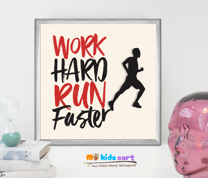 Athletics Player Cream Background Motivational Wall Art White (Framed)