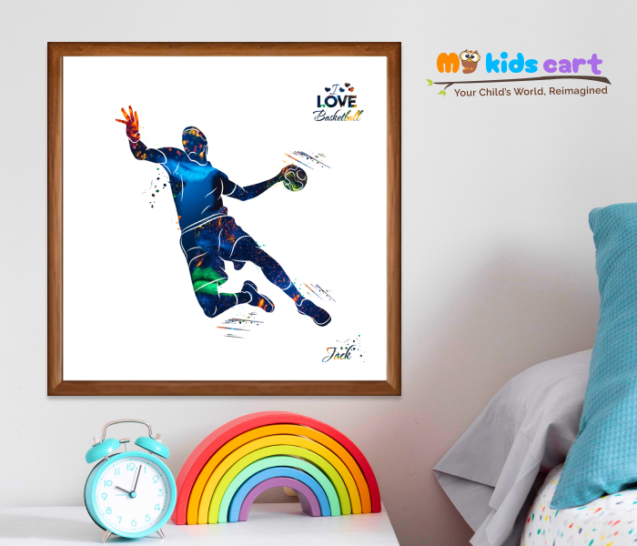 Basketball Player Boy Personalized Motivational Wall Art Wooden (Framed)