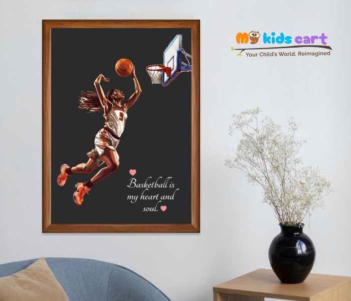 Basketball is my dream Poster Personalized Motivational Wall Art Wooden (Framed)